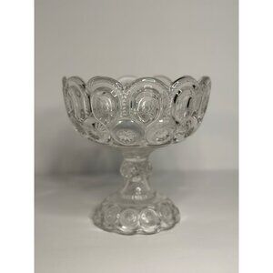 VTG Moon & Star Glass Clear Palace Scallop Edge Open Compote Adam's Candy Dish